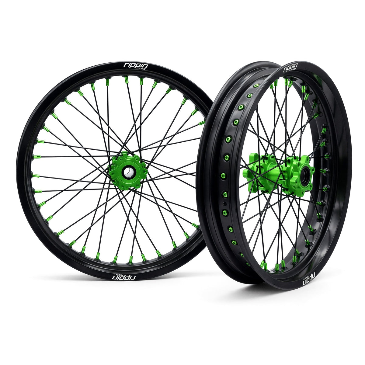 Rippin Moto Blackline Supermoto Wheelset in Green