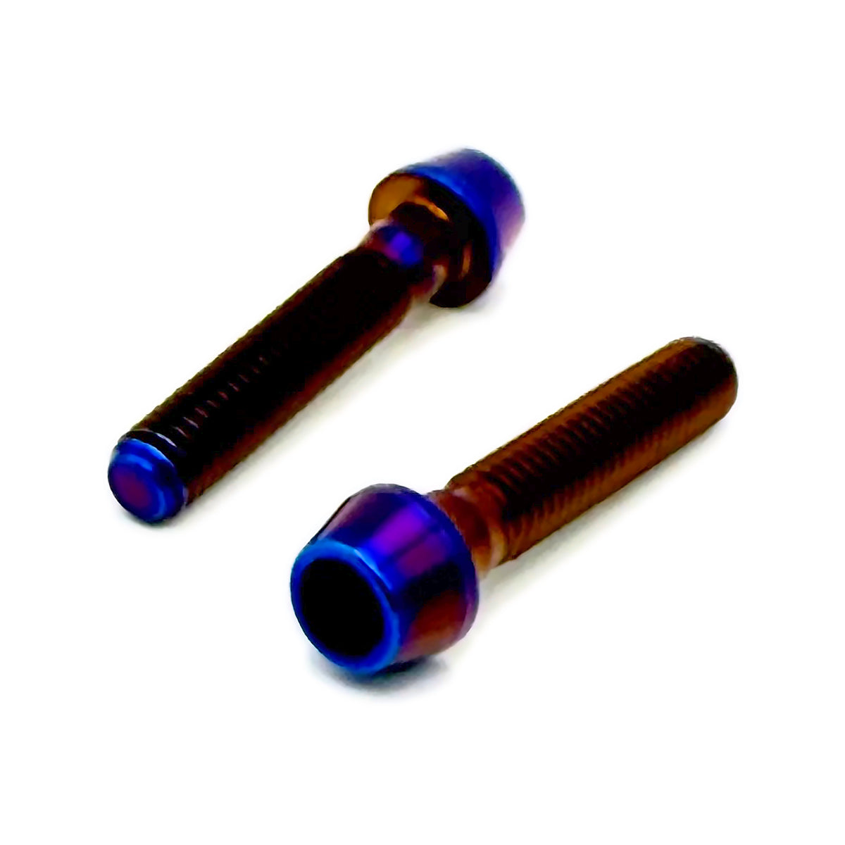 Titanium Caliper Bolts 2-Pack M6x30mm in Burnt Blue, detail view