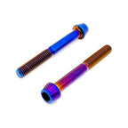 Titanium Caliper Bolts 2-Pack M6x50mm in Burnt Blue, detail view