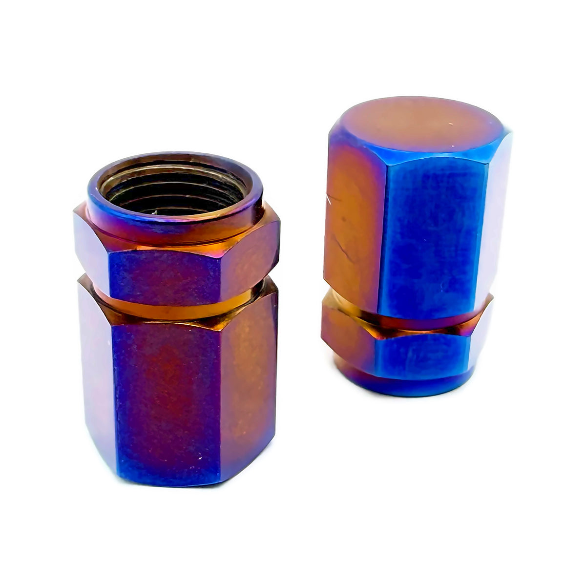 Rippin Moto Titanium Valve Stem Caps 2-Pack in Burnt Blue