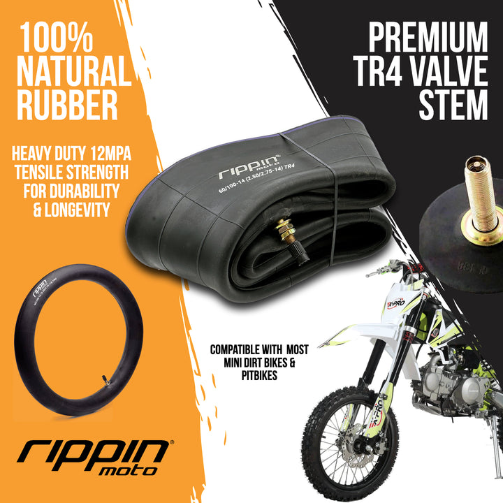 Rippin Moto 60/100-14 (2.50/2.75-14) Heavy Duty 14" Inner Tube 3mm Thick