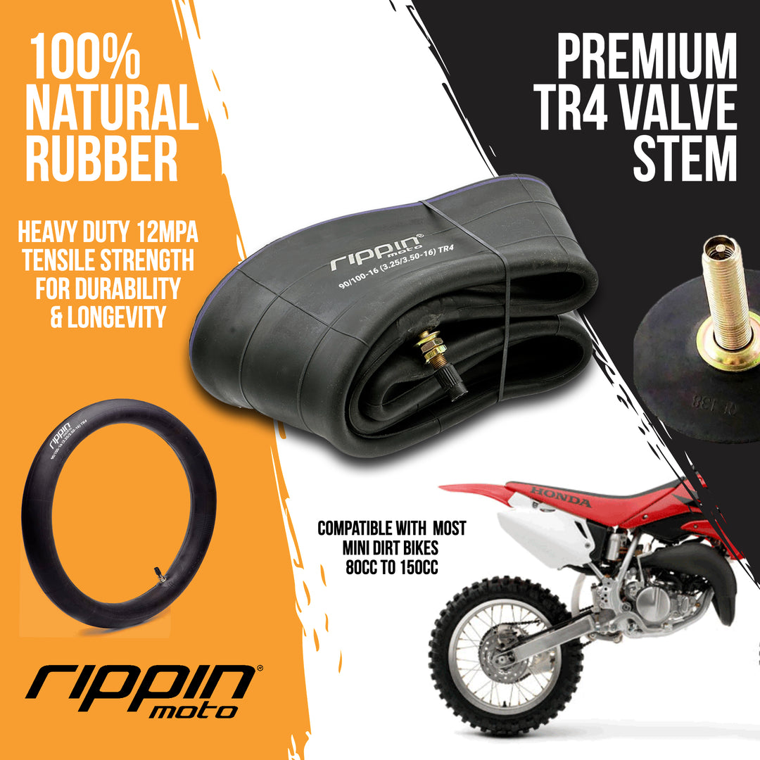 Rippin Moto 90/100-16 (3.25/3.50-16) Heavy Duty Motorcycle Inner Tube - 3mm Thick