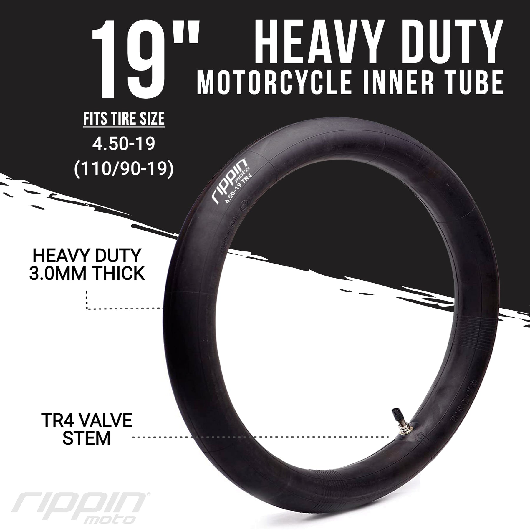 (2-Pack) 110/90-19 (4.50 x 19) - 120/90-19 Motorcycle Inner Tubes - 19  Dirt Bike Natural Rubber Tubes - Pinch and Puncture-Resistant Tubes - TR4
