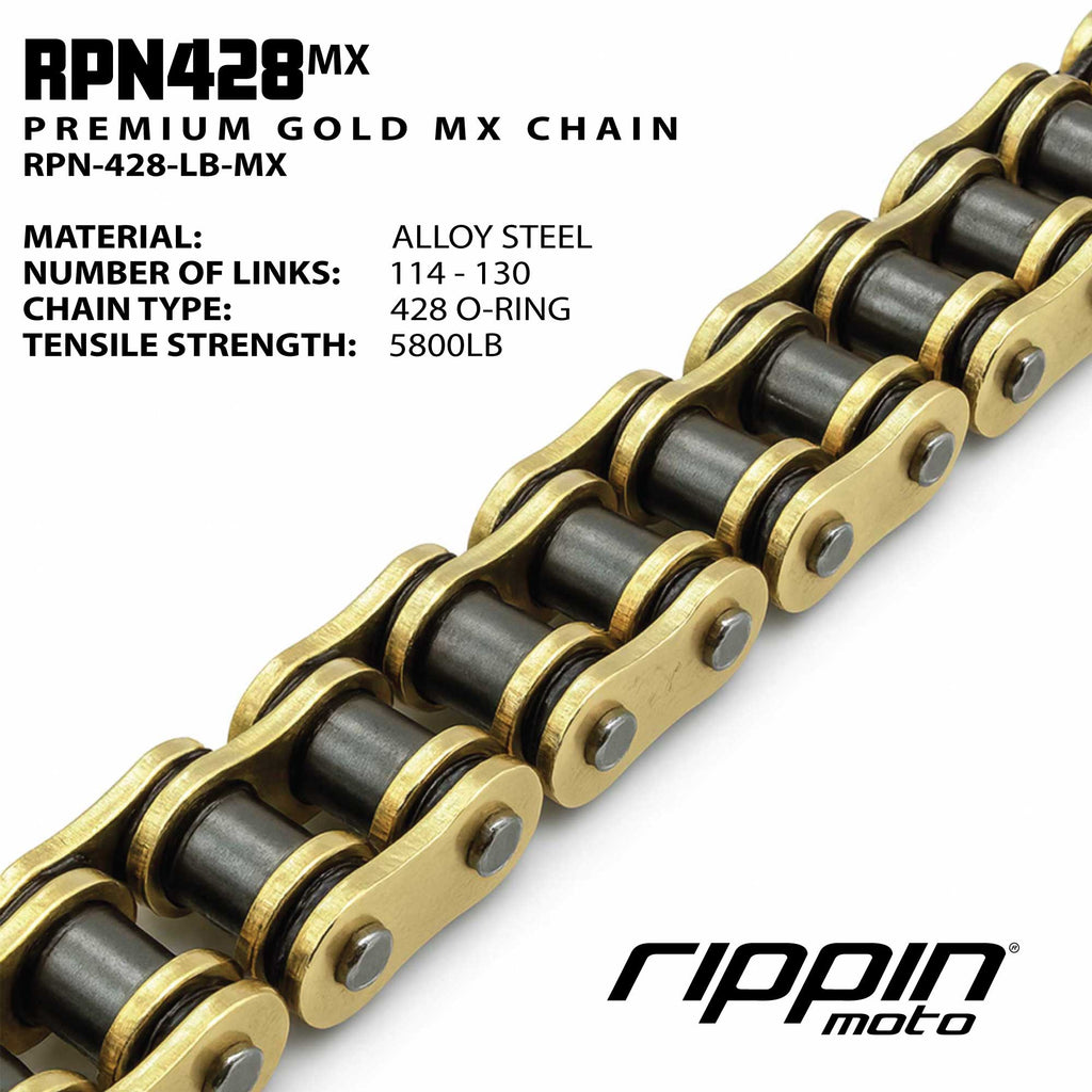 RPN428MX Premium Gold MX O-Ring Chain for E-Ride PRO 3.0/SR, Talaria MX5 & Altis Sigma