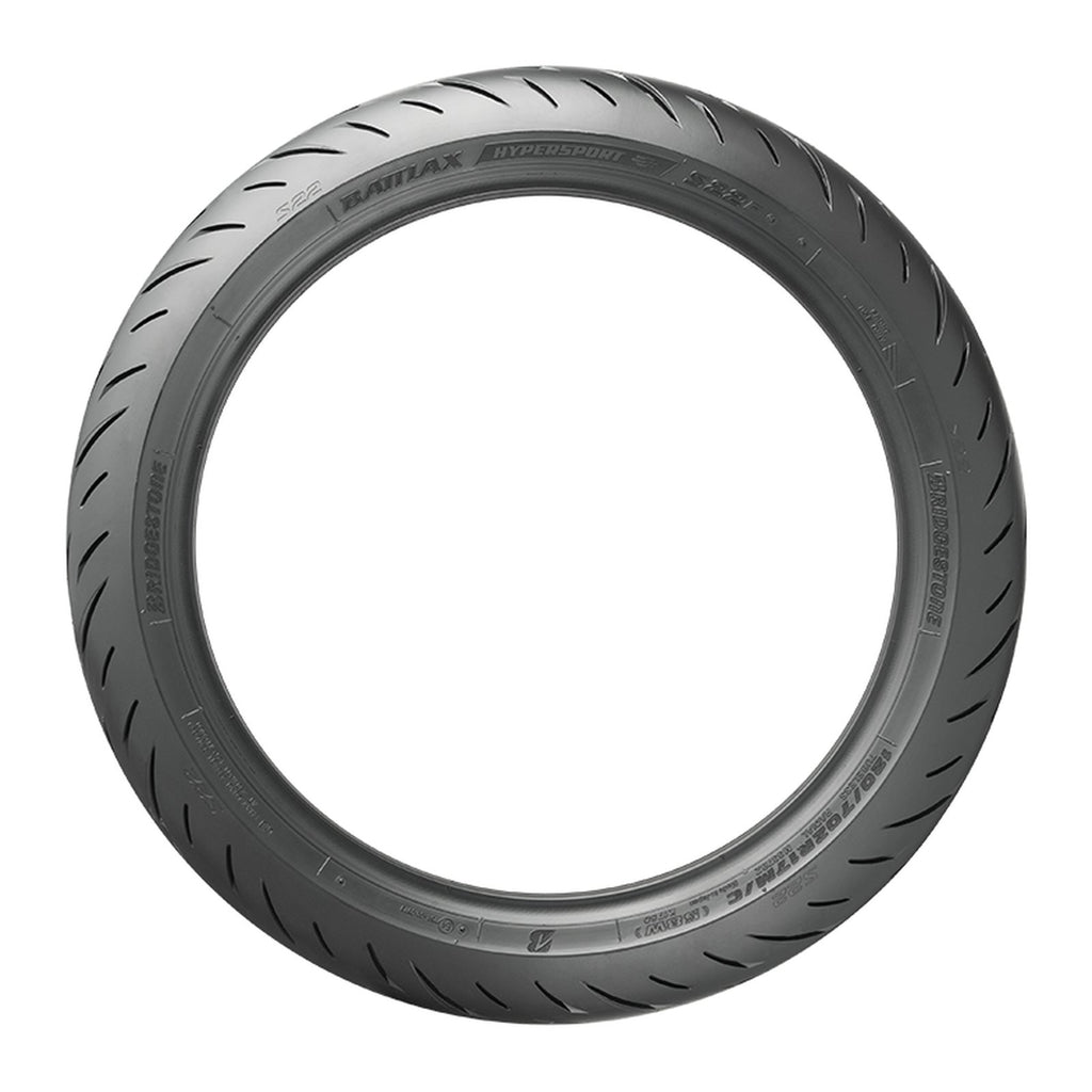 Bridgestone Battlax Hypersport S22 front tire, side view