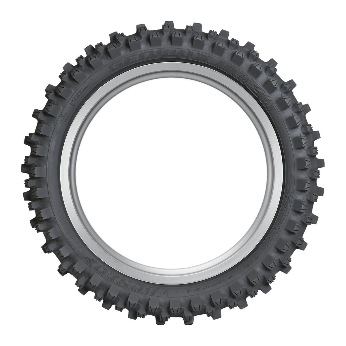 Dunlop Geomax MX34 rear tire, side view