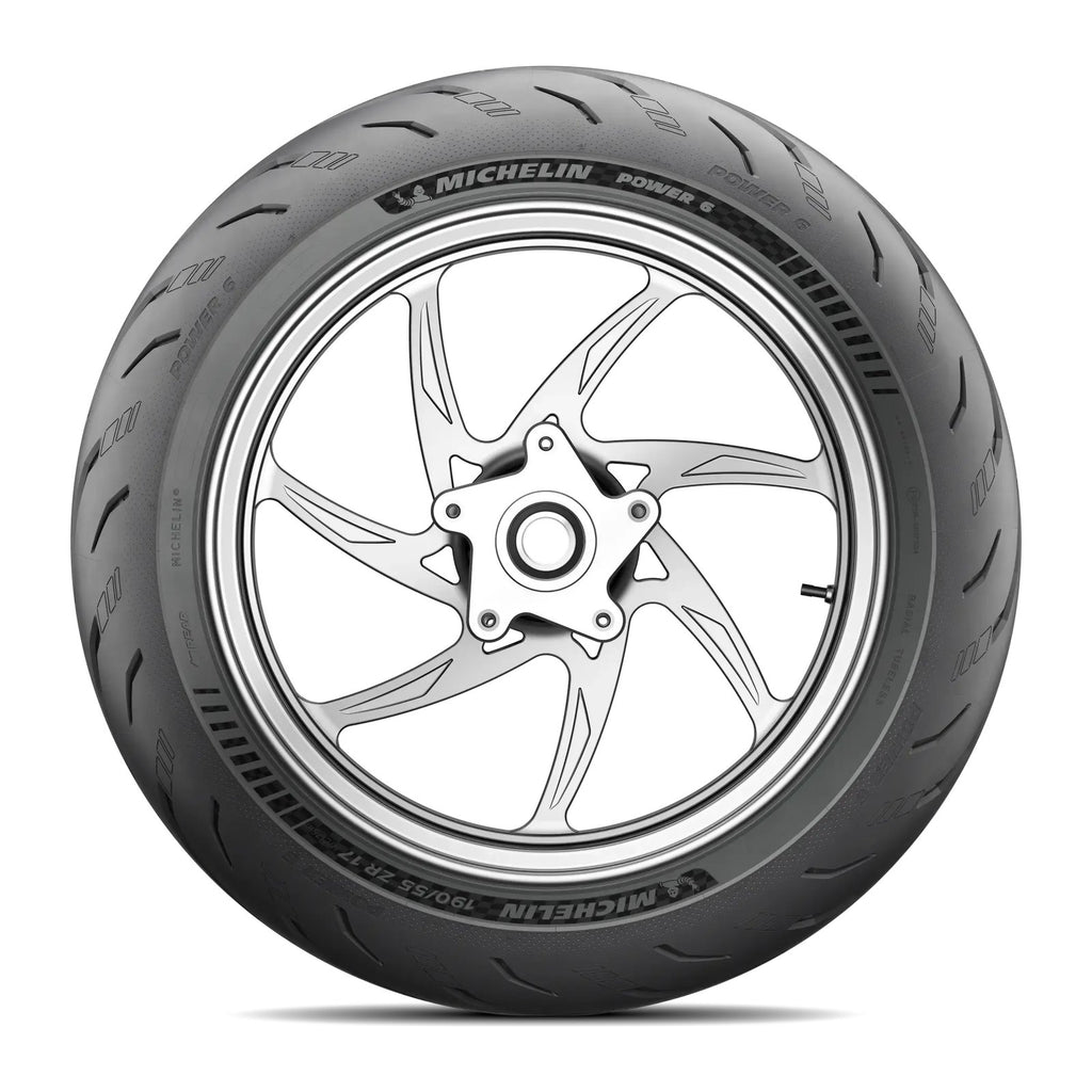 Michelin Power 6 rear tire, side view