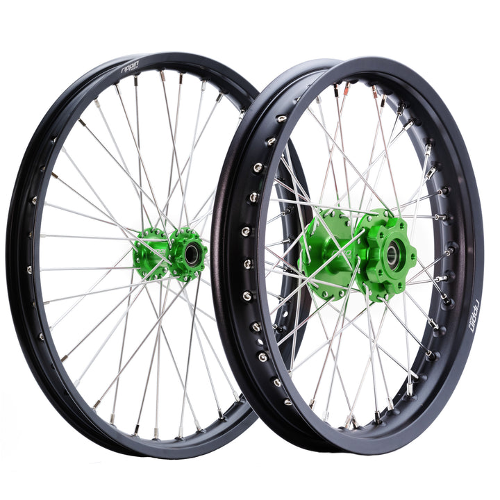 Rippin Moto E-Moto wheel set with green hubs